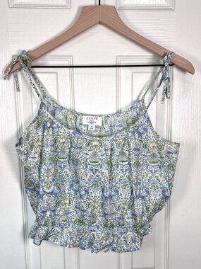 J.Crew Organic Cotton Ruffle Waist Liberty Fabric Cropped Tank Size M